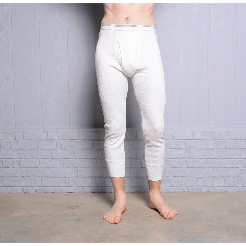 Vintage Fruit of the Loom Thermal Long Johns White Size Large USA Made